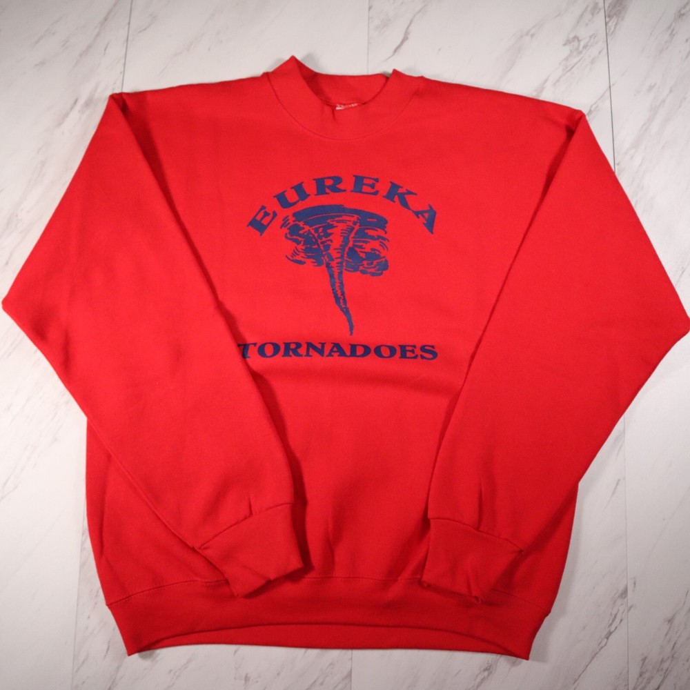 Vintage 90s Fruit of the Loom 50 50 Mens L Crewneck Sweatshirt Eureka Tornadoes