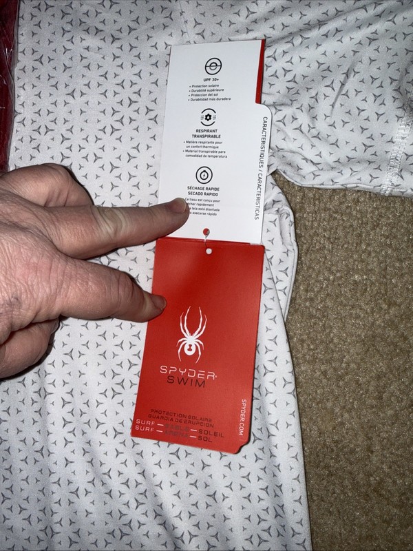 2 Spyder Rash Guard Shirts Mens Large 1 White 1 Red Swim UPF 30+ Quick Dry Sun gallery
