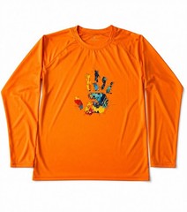 NEW Orange Long Sleeve Performance Fishing Shirt UPF50+ Sun Protection Size L