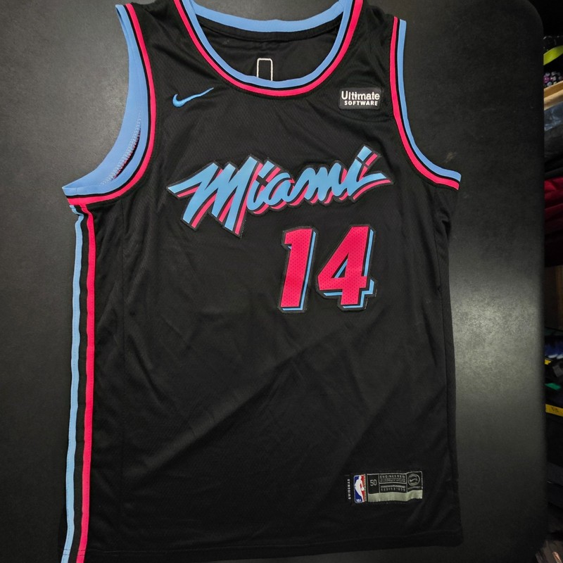 Nike Miami Heat Vice Jersey Size 50 Tyler Herro #14 Swingman Black Pink Blue NBA gallery