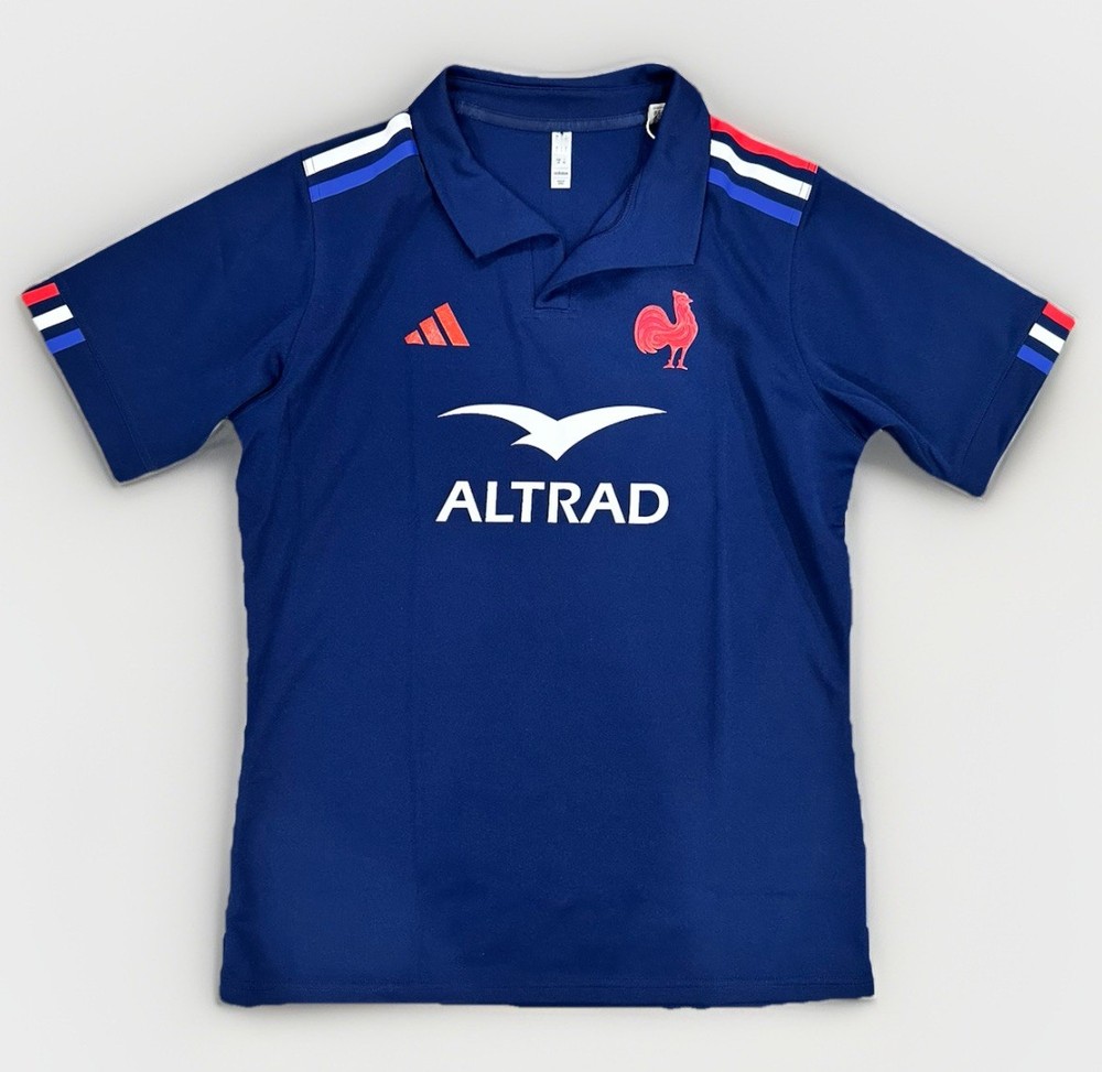 Adidas France Rugby Polo Replica Jersey 24/25 Men’s Large Blue New JG3533