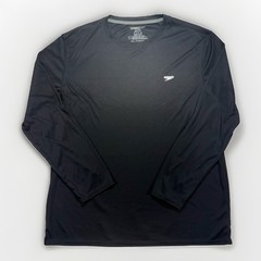 Speedo Easy Swim Shirt Mens XXL Long Sleeve Rash Guard Black UPF 50+ Sun Top