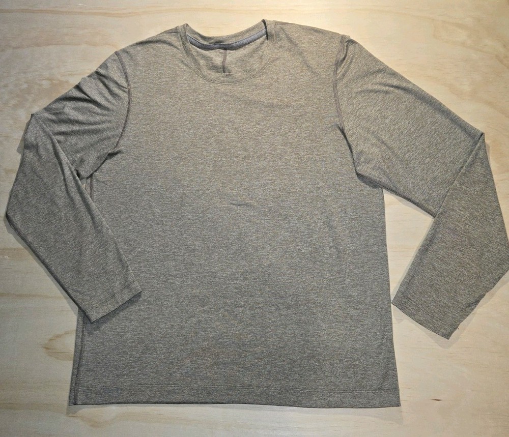 Lululemon Mens long-sleeve performance crewneck size L heathered taupe/tan