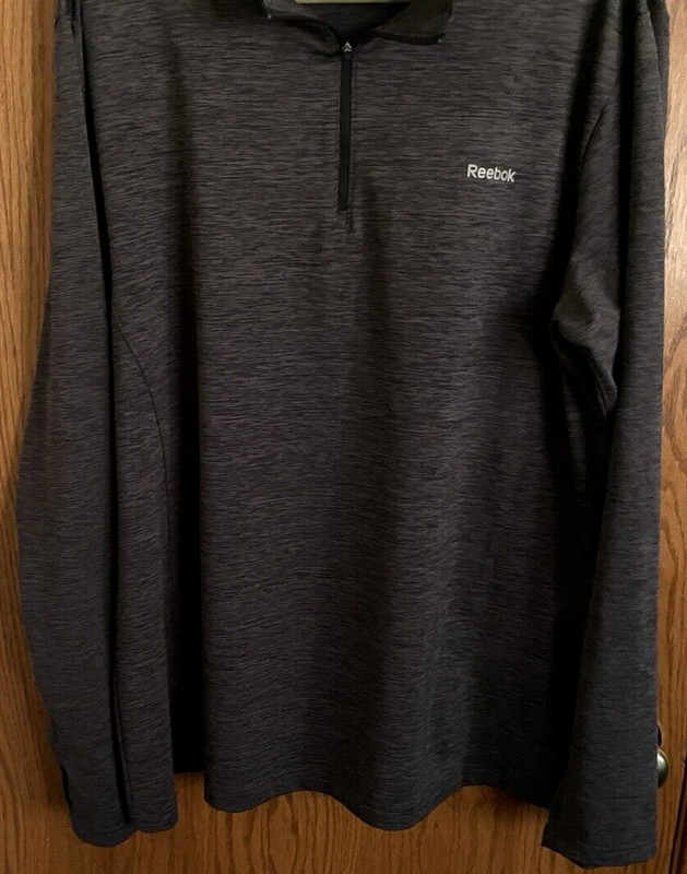 Reebok Heathered Gray Pullover Shirt Performance Workout 1/4 Zip Mens Size XL gallery