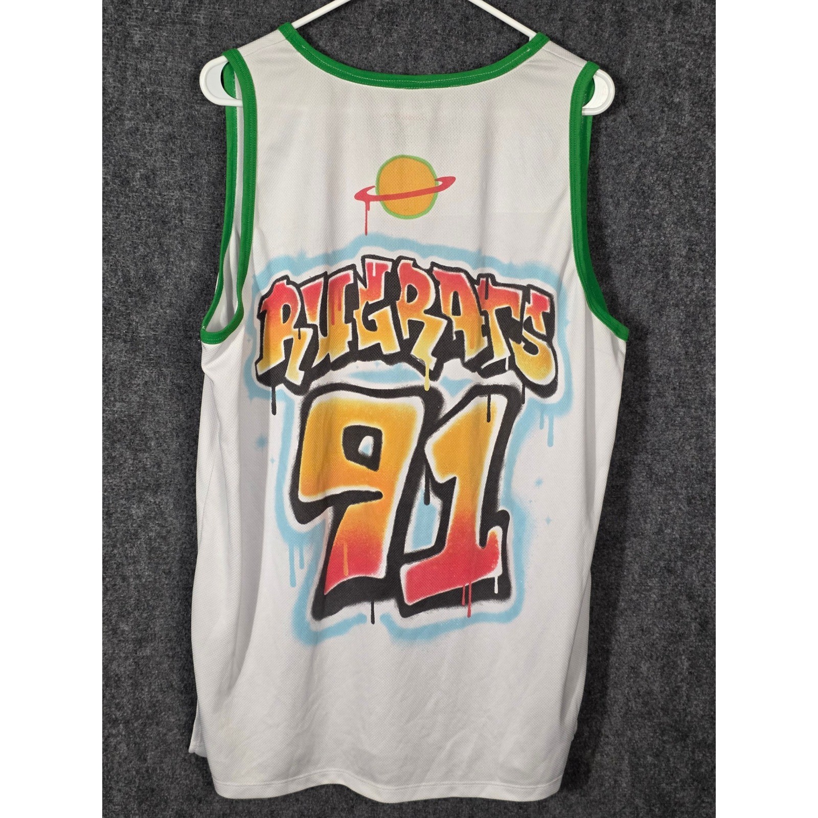 Nickelodeon Rugrats Basketball Jersey Mens XXL White Green Tommy Chuckie 91 Mesh gallery