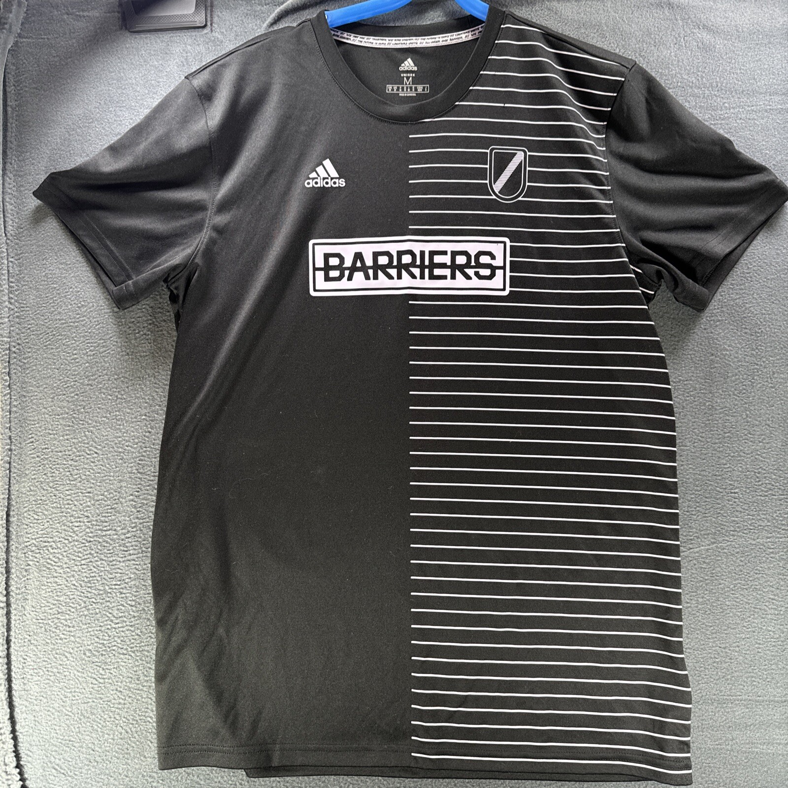 Adidas No Barriers Jersey Shirt Size Medium Black Striped gallery