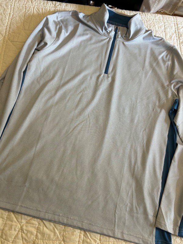 Puma Light Blue Striped Quarter-Zip Pullover gallery