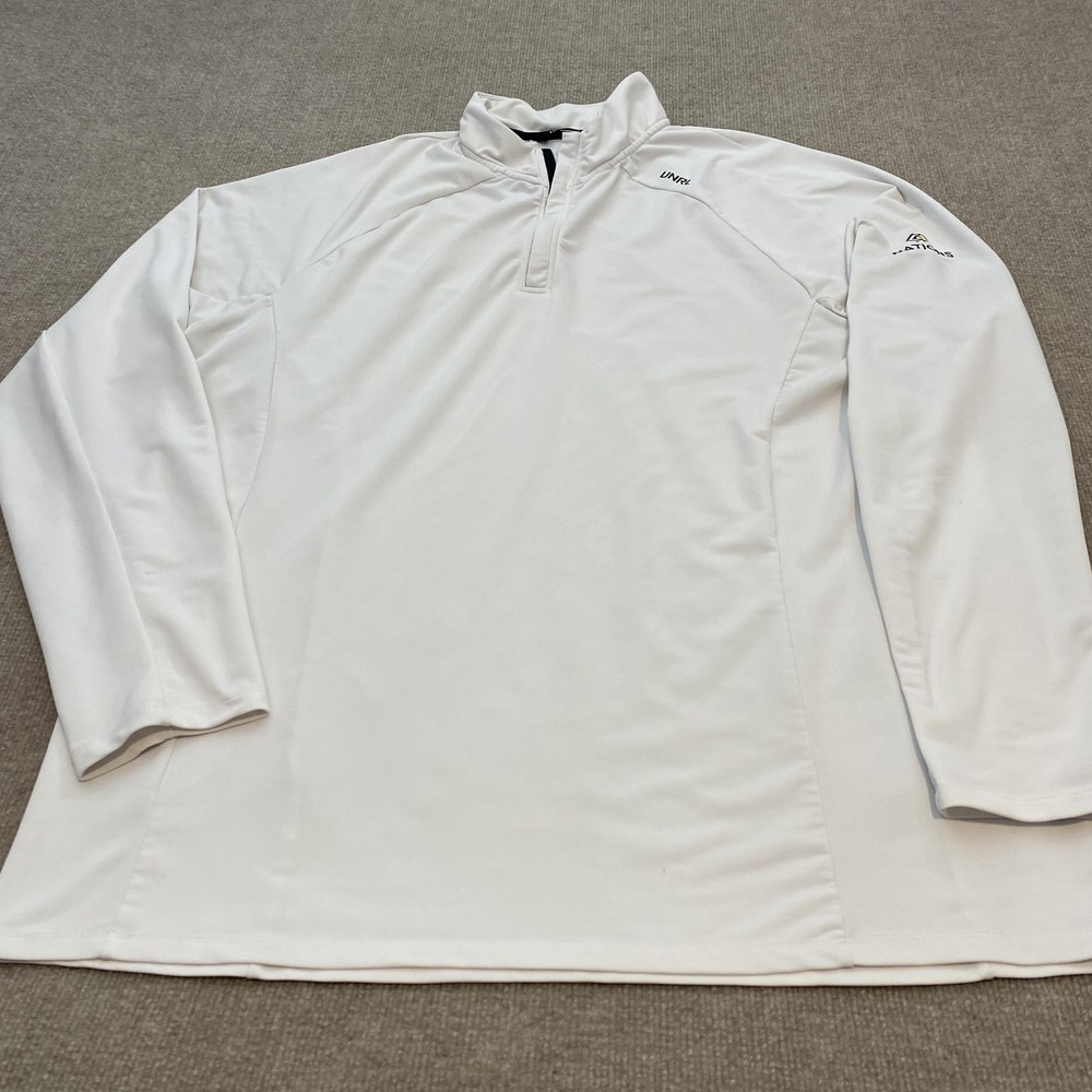 UNRL Pullover Shirt Mens 2XL White Quarter Zip Long Sleeve Athletic Nations Logo