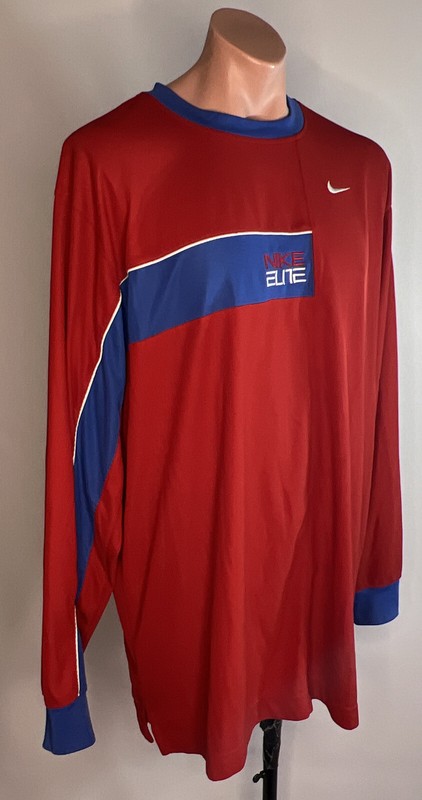 Nike Dri-Fit Red White Blue Long Sleeve T-Shirt Basketball ELITE XXL Jersey gallery