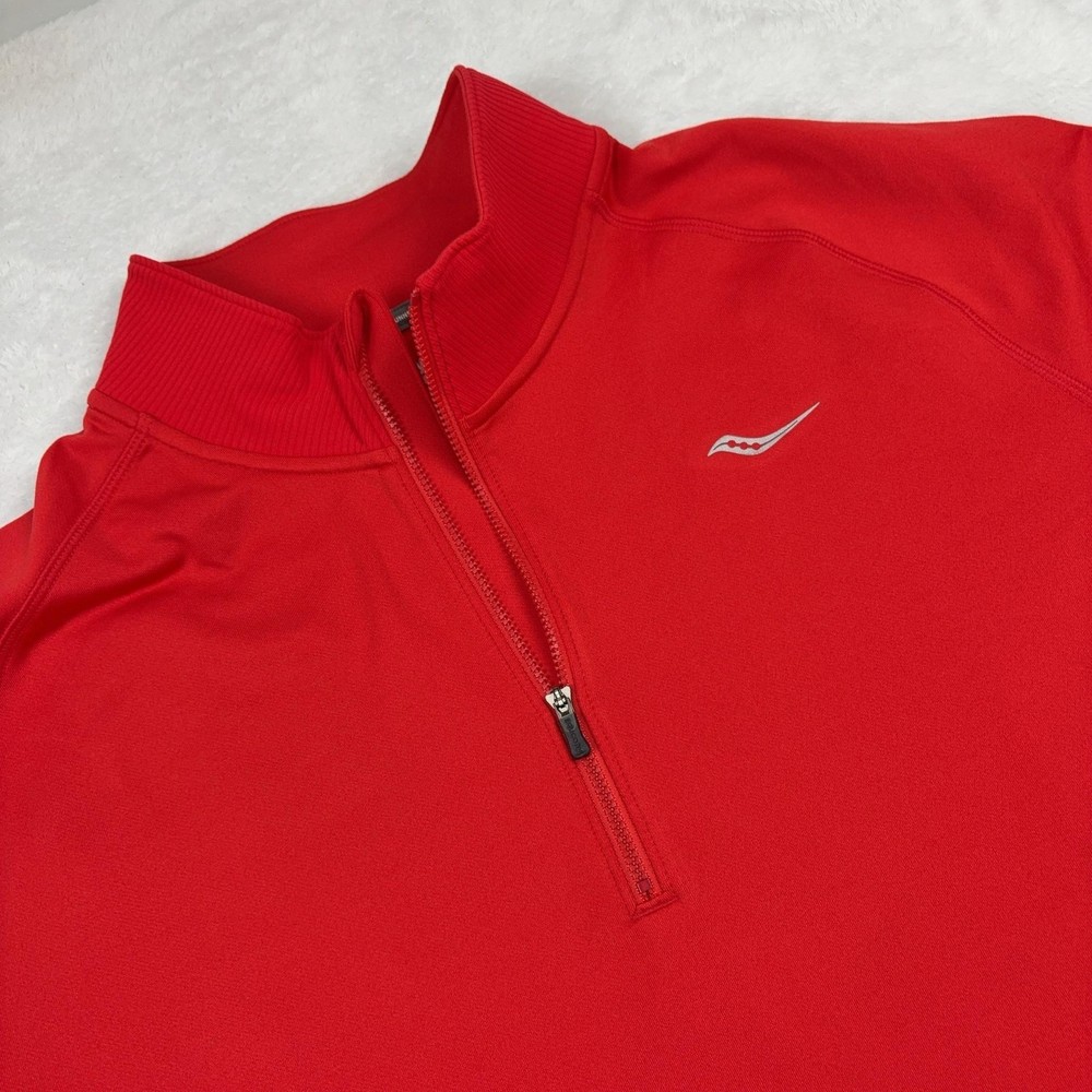 Saucony RunWarm 1/4 Zip Long Sleeve Pullover Men XL Red Moisture Wicking