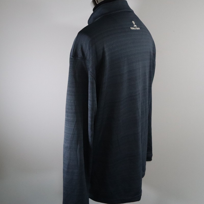 Pebble Beach Pullover Mens Medium Dry-Luxe Performance Golf Blue Long Sleeve gallery