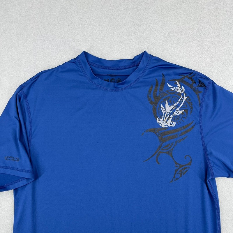 Crazy Shirts Mens XL Blue Tribal Hammerhead Shark Graphic Performance Tee Shirt gallery