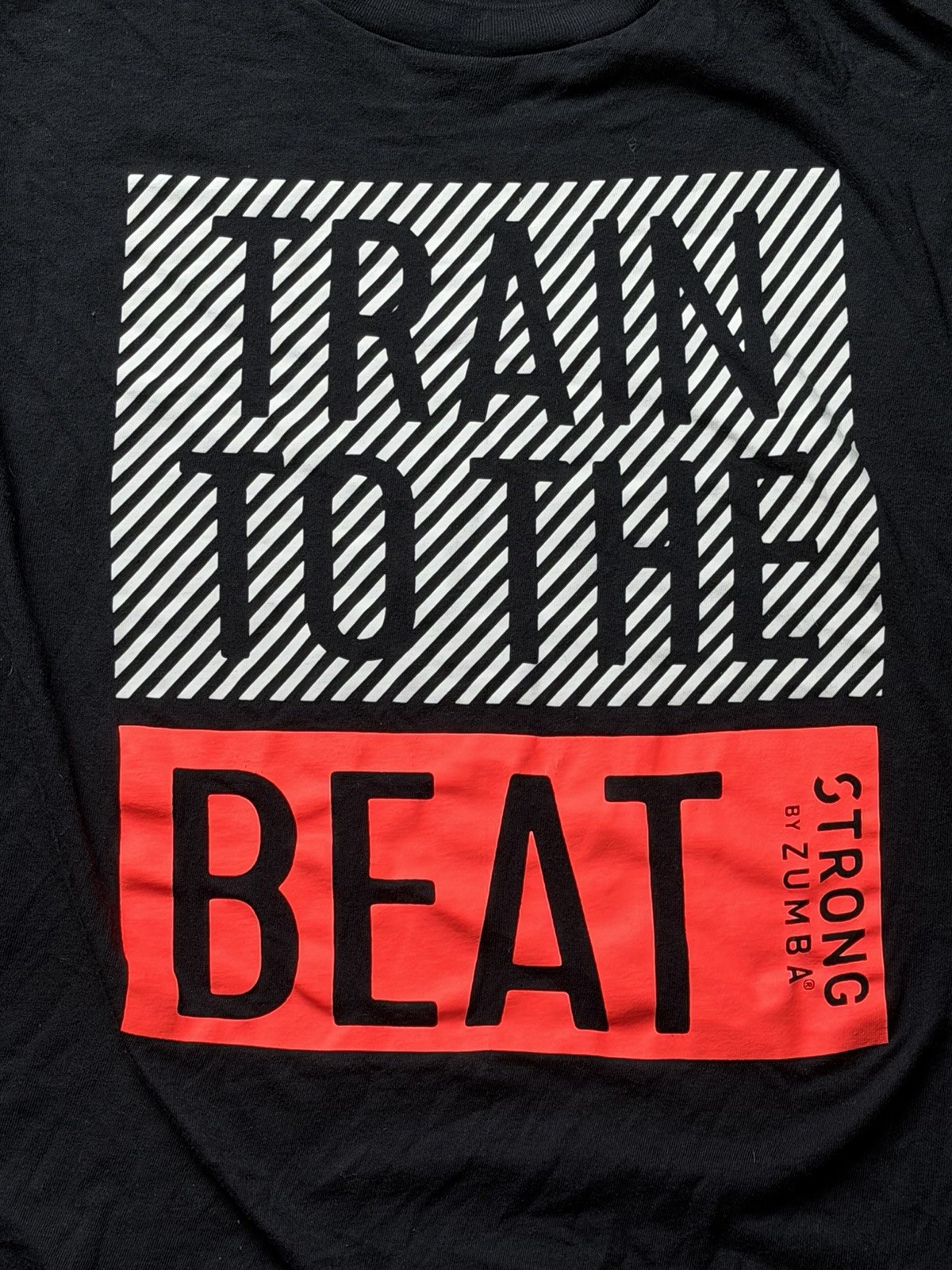 Zumba Strong Train to the Beat Graphic Logo Crew Neck Tee One Size Black/Red gallery