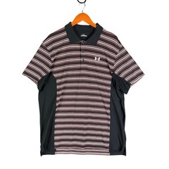 Under Armour Activewear Striped Polo Shirt Black Red Bred White Mens XL Vintage