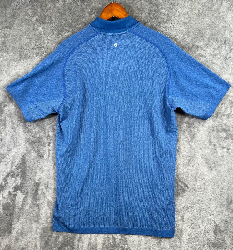 Lululemon Metal Vent Tech Polo Shirt Mens XL Blue Heathered Short Sleeve Golf gallery