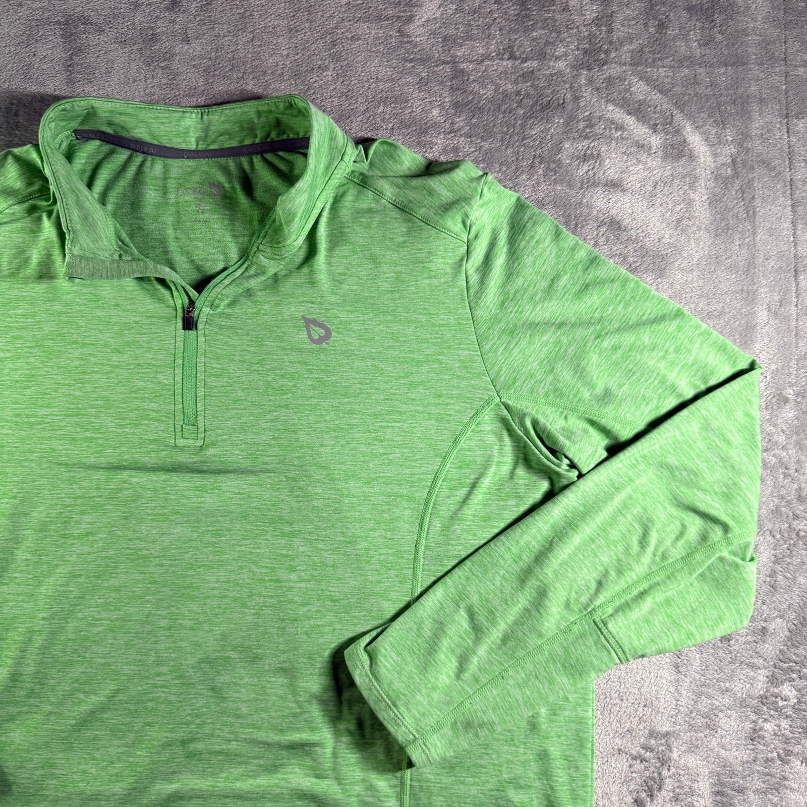 Baleaf Heathered Quarter Zip Running Pullover Men XL Lime Green gallery