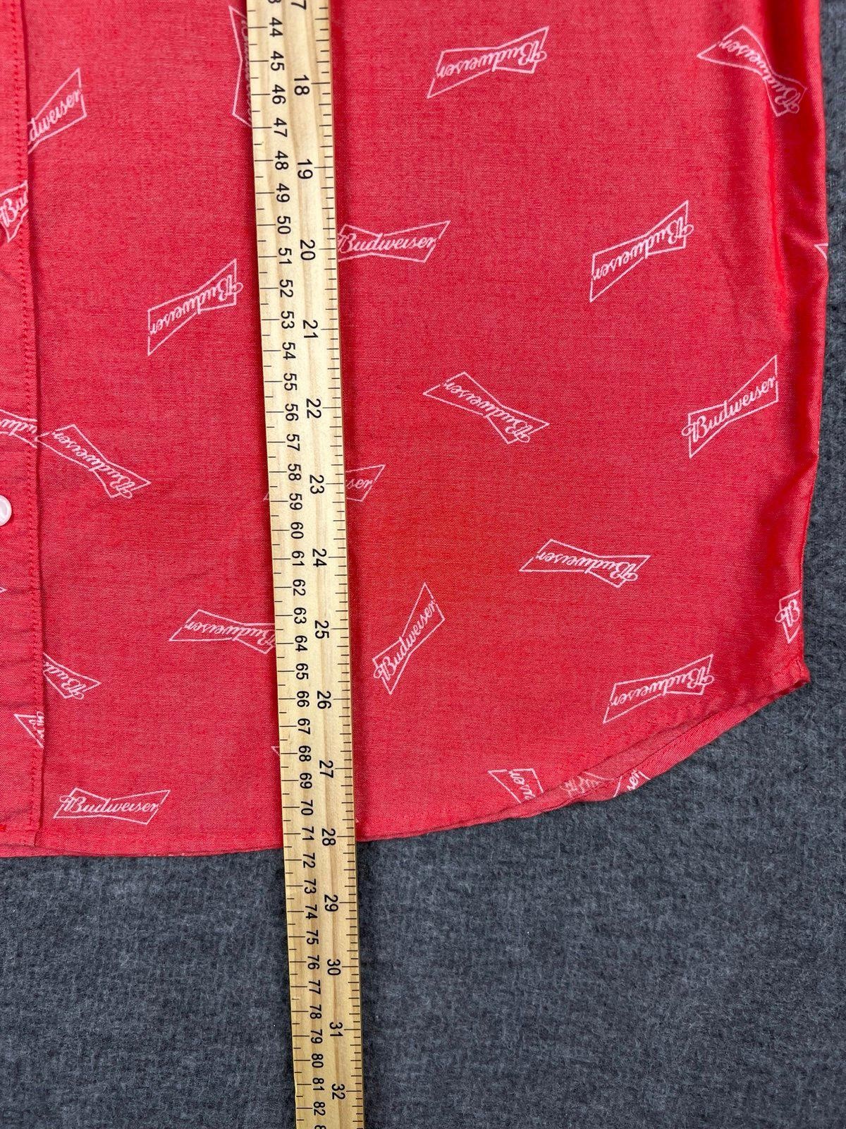 Budweiser Red Short Sleeve Button-Up Shirt Size Large gallery