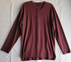 Cuts Clothing Long Sleeve Split Hem Henley Shirt Mens XL Maroon Gym Lightweight