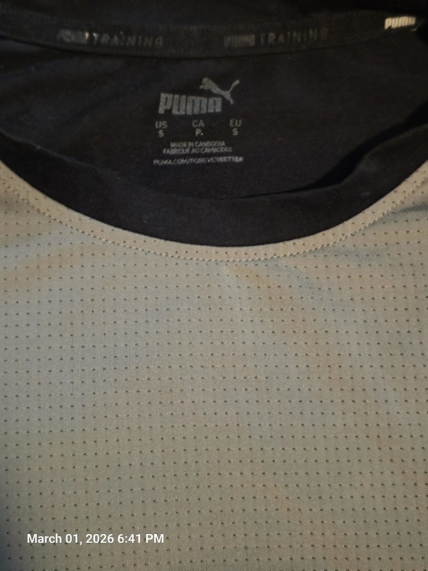 PUMA Men’s Athletic Performance T-Shirt – Black/Gray Colorblock gallery