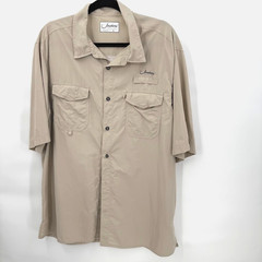 Jawbone Tackle Fishing Shirt Mens XL Khaki Vented Short Sleeve Outdoor Camp
