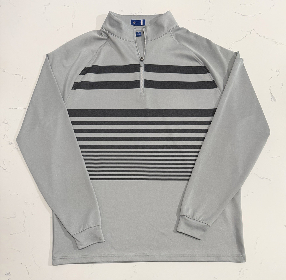 Stitch Golf Quarter Zip Pullover Men’s XL Gray Black Stripe Performance