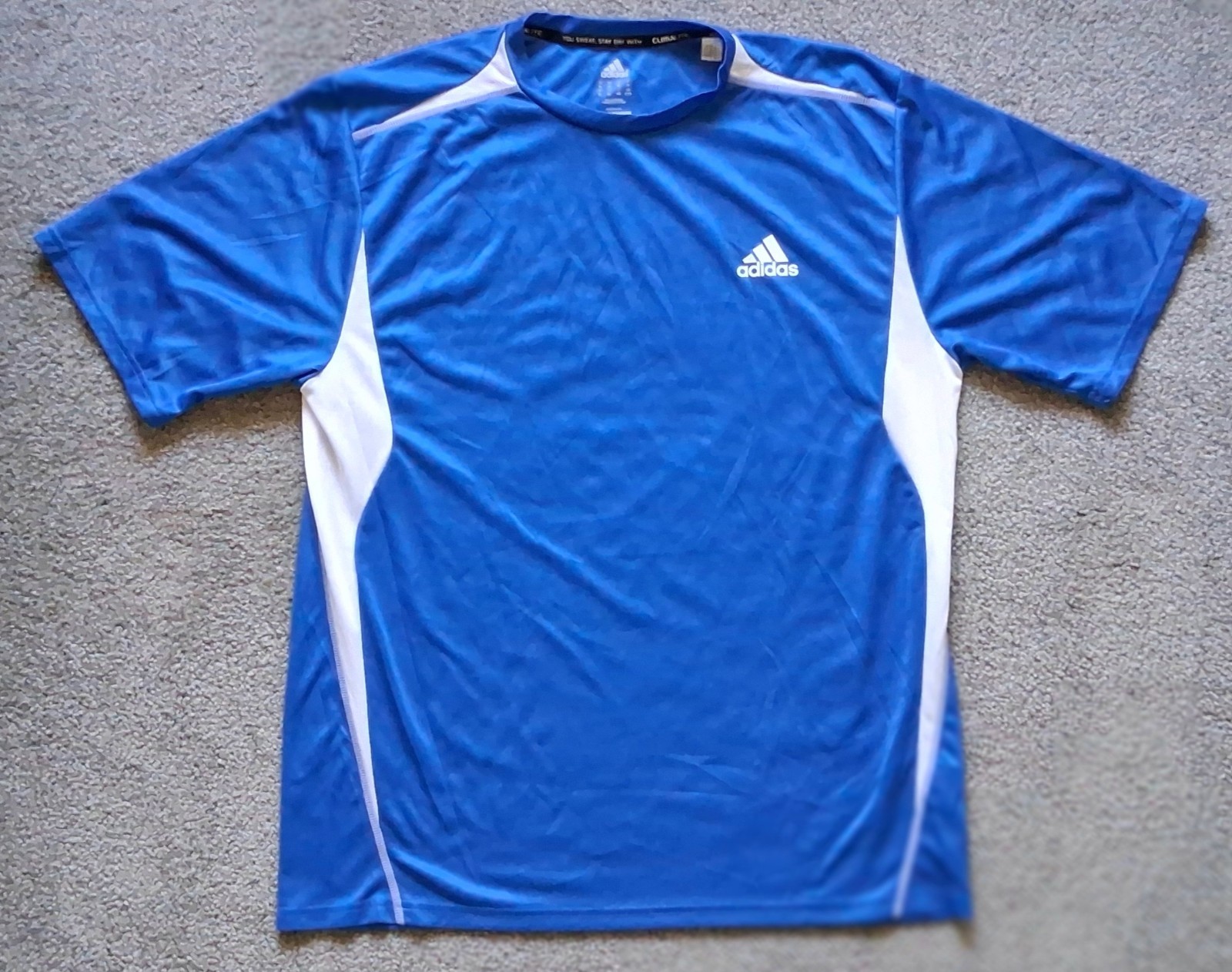 Adidas Climalite Shirt Mens XL Blue With White Mesh Inserts Accents Dri Sweat gallery