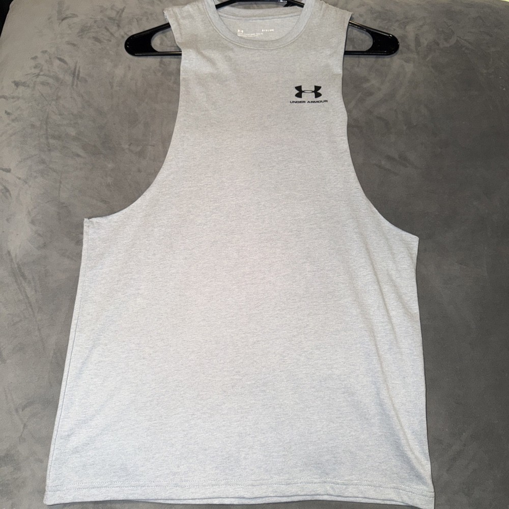 Under Armour 1329286 UA GRAY Left Chest Cut-Off Tank Top Men's Size S