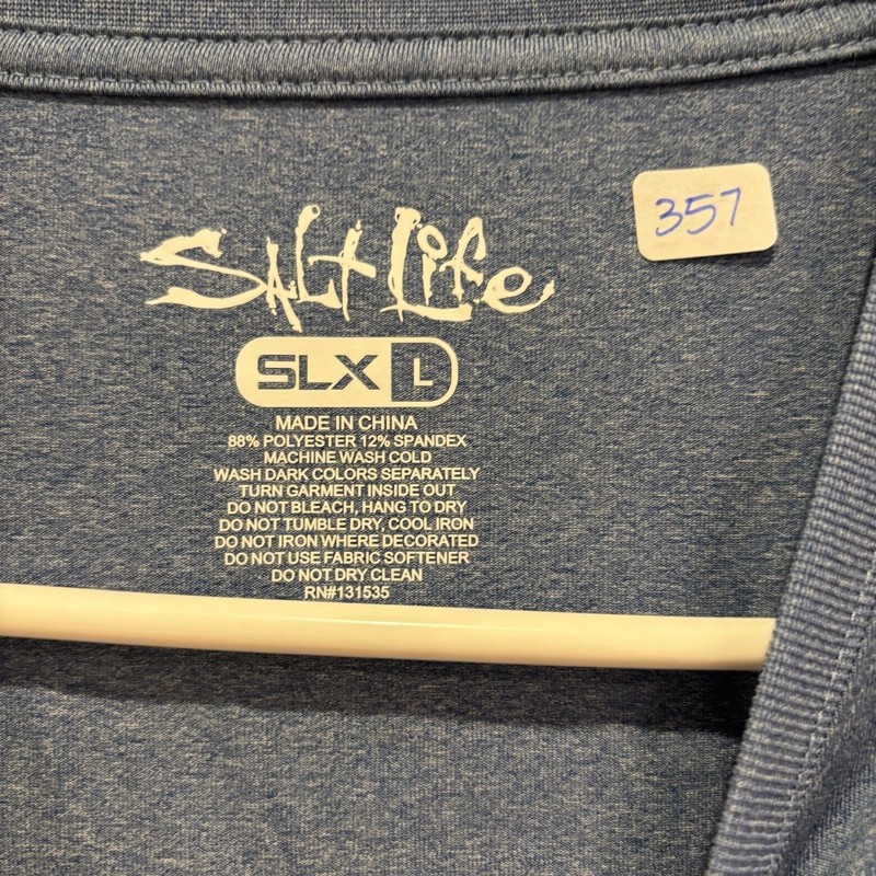 Salt Life Tee Mens Medium Azure Heather Blue Long Sleeve T-Shirt L gallery
