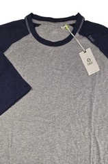 Tasc Performance Carrollton T-Shirt Blocked Tee Perfect Gray/Navy Size XL