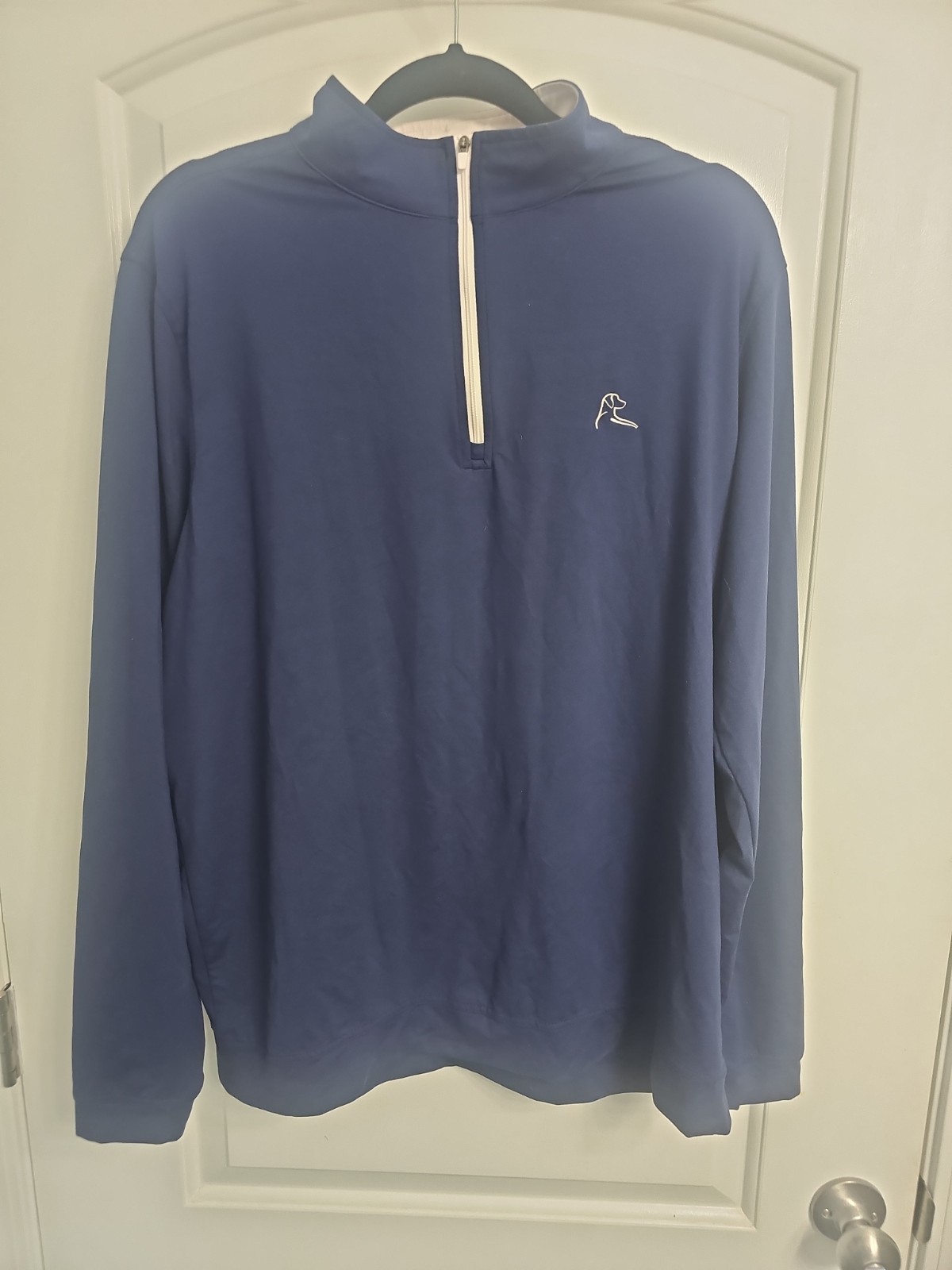 Rhoback Men’s Moisture Wicking Solid Performance Q-Zip USA in Navy ~ Large gallery