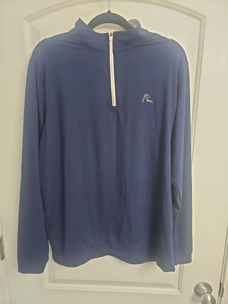 Rhoback Men’s Moisture Wicking Solid Performance Q-Zip USA in Navy ~ Large