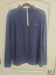 Rhoback Men’s Moisture Wicking Solid Performance Q-Zip USA in Navy ~ Large
