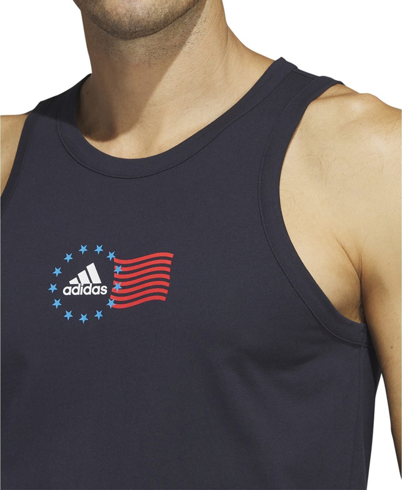 Adidas Men's American Flag Logo Tank Top, IL6775, Navy, Size Small gallery