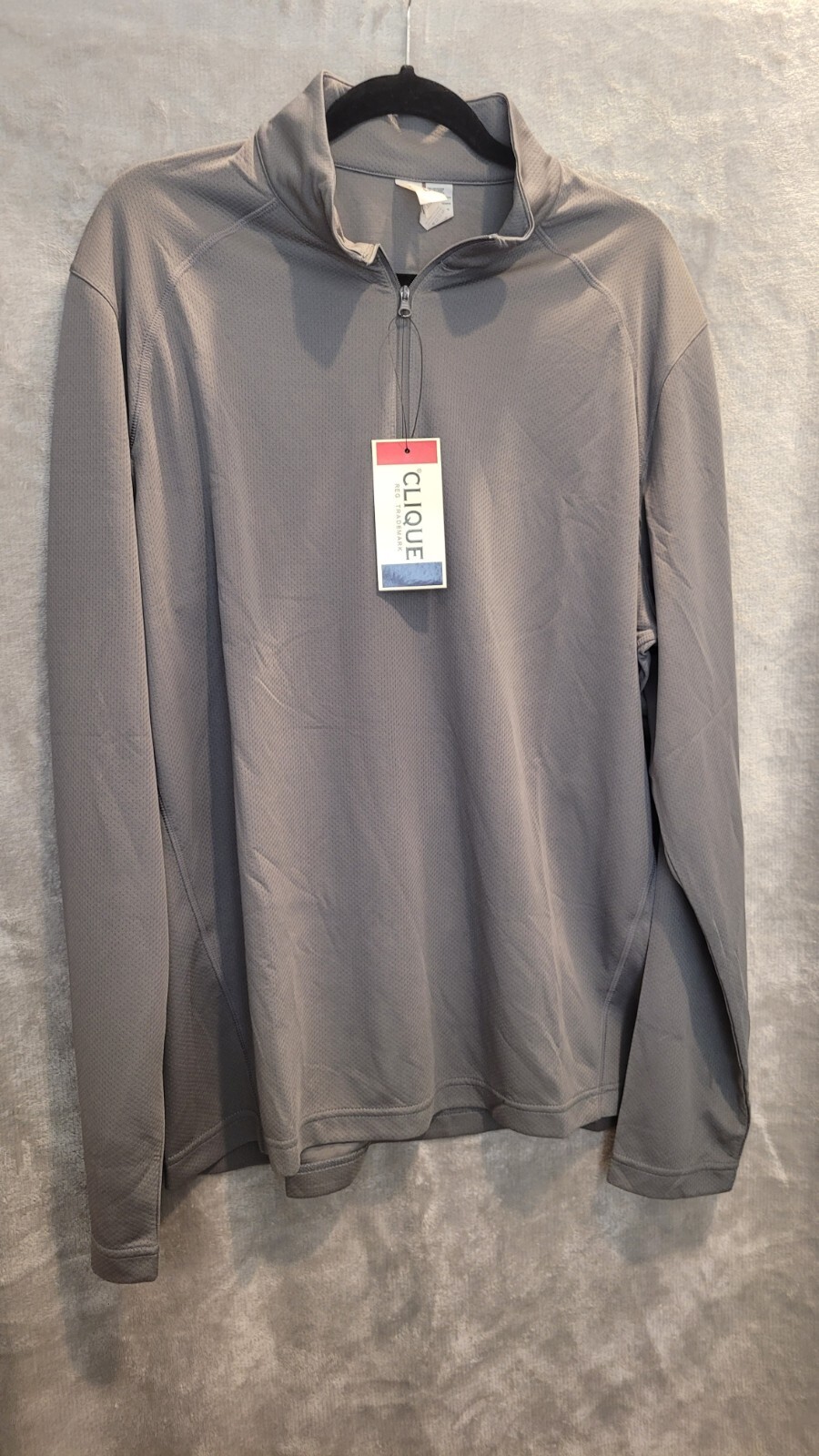 NWT Mens Clique Half Zip Pullover Active Wear Style Top Long Sleeve Gray XL gallery