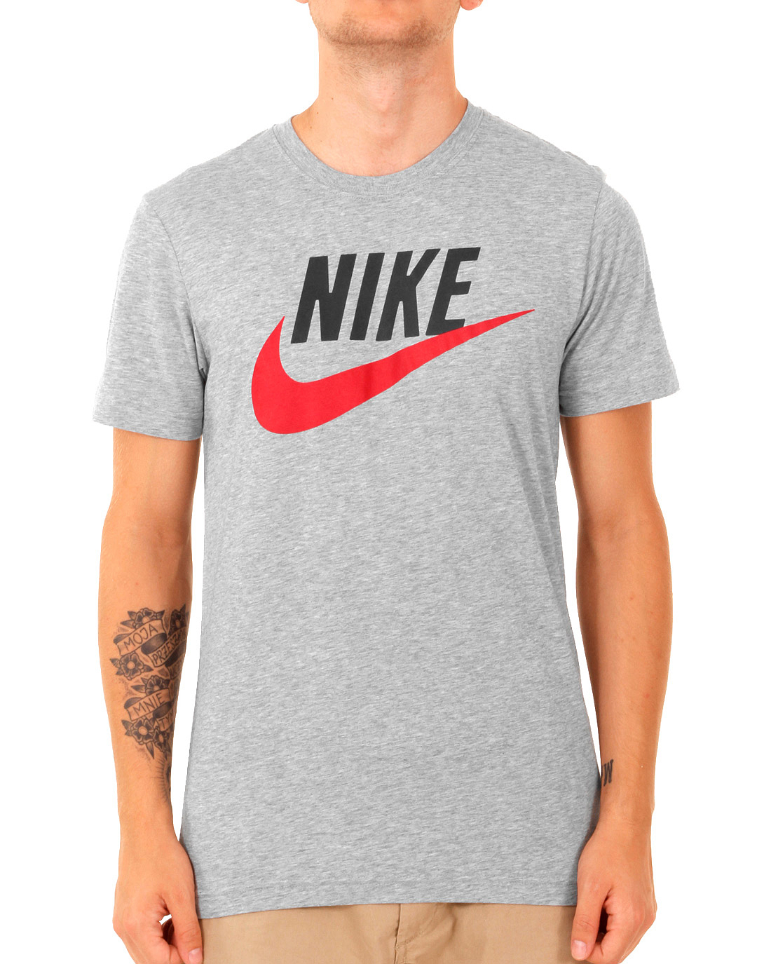 Nike Men's Grey Short Sleeve Nike Logo T-Shirt SptCas Slim Fit 484794-063 XL 2XL gallery