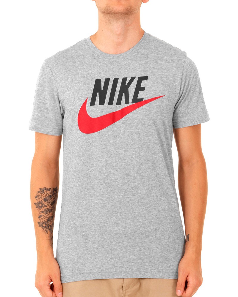 Nike Men's Grey Short Sleeve Nike Logo T-Shirt SptCas Slim Fit 484794-063 XL 2XL