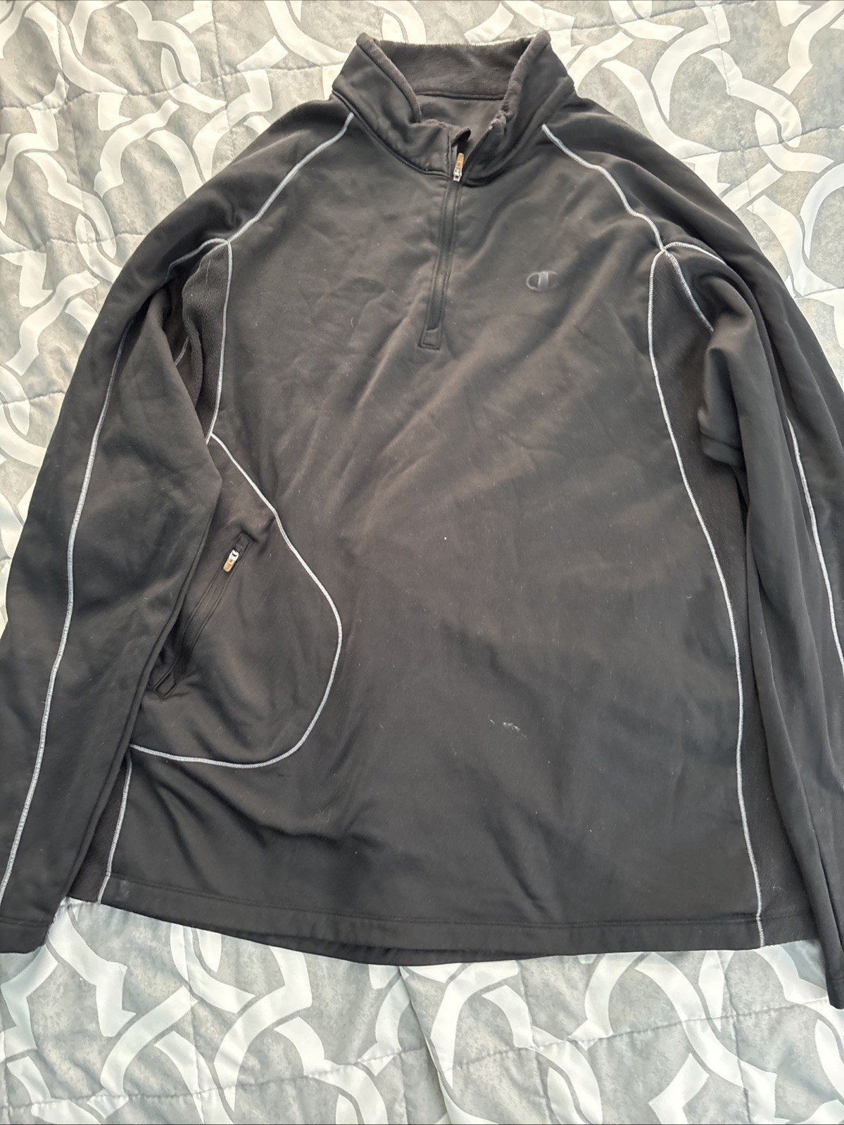 Champion Men’s Quarter-Zip Shirt Black Polyester Athletic 2XL gallery