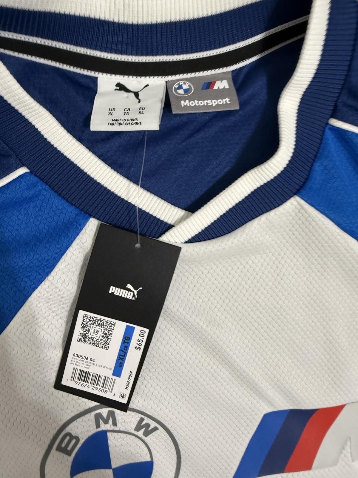 Puma BMW M Motorsport Lifestyle Men's Jersey Size Medium XL Black V-Neck gallery