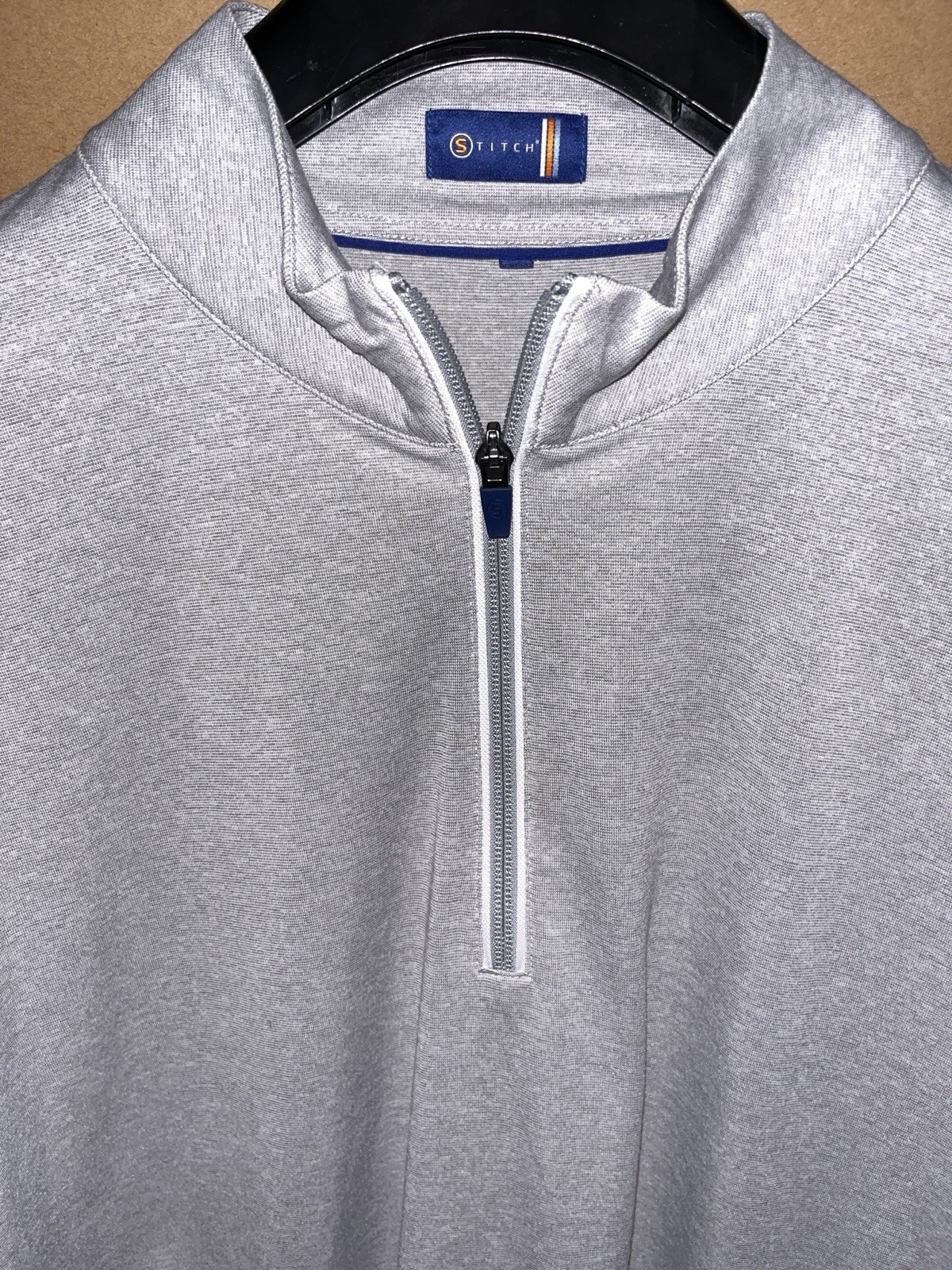 Stitch Pullover Long Sleeve Golf Performance Shirt Mens Large 1/4 Zip Gray Mint gallery