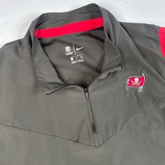 Nike On Field Tampa Bay Bucs Pullover Mens 3XL Grey Red Short Sleeve 1/4 Zip NFL