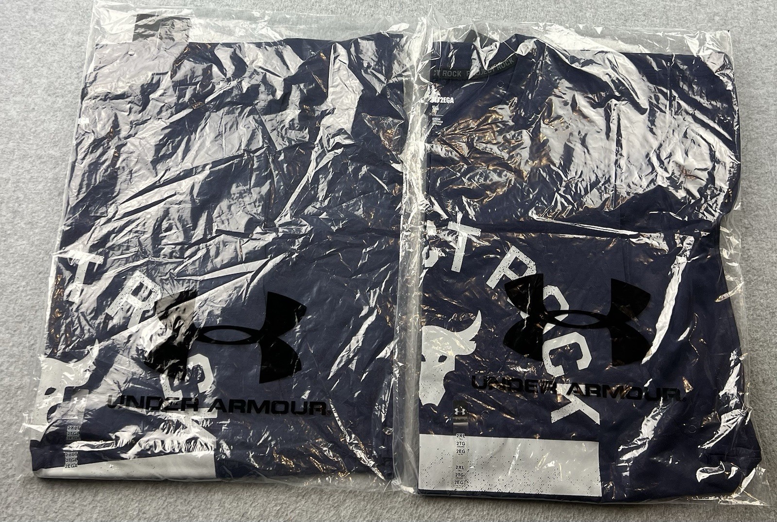LOT OF 2 Under Armour Project Rock Men’s Training Tank Sz XLT 1383195 Navy/White gallery