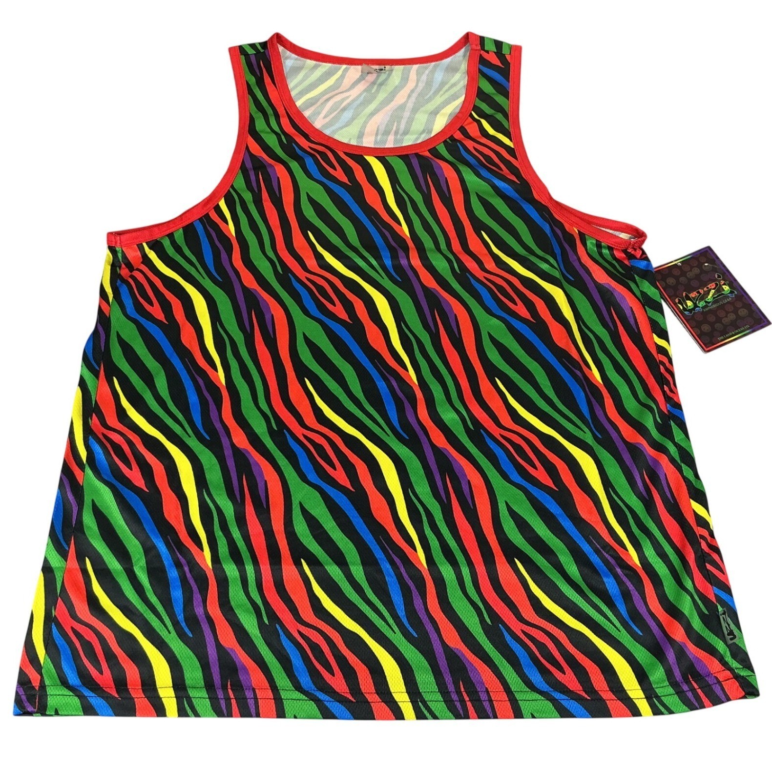 Uzzi UPF 50+ Rainbow Zebra Print Tank Top Mens Large Festival Beach gallery