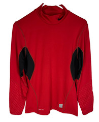 Nike Pro Combat Men’s Red Fitted Mock Shirt Size Small Long Sleeve