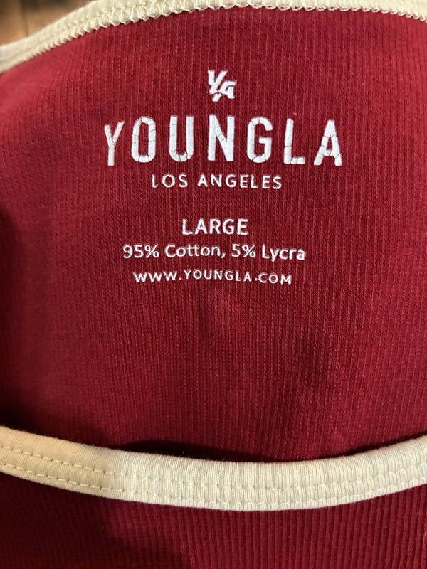 YoungLA Rocket Ribbed Jersey Tank Red Large Gently Preloved Summer Beach Gym gallery