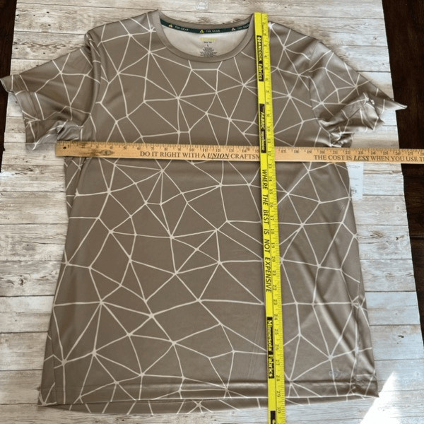 TEK GEAR Mens Tan White Geometric Print Crew Neck Short Sleeve T-Shirt Large NWT gallery