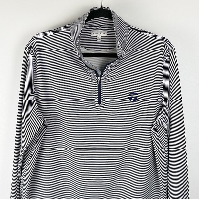 Peter Millar Perth Sugar Stripe Performance 1/4-Zip Pullover M Taylormade Blue gallery