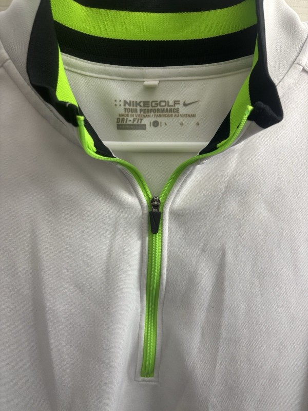 Nike Golf Tour Performance 1/4 Zip Pullover Atletic Top L White Yellow gallery