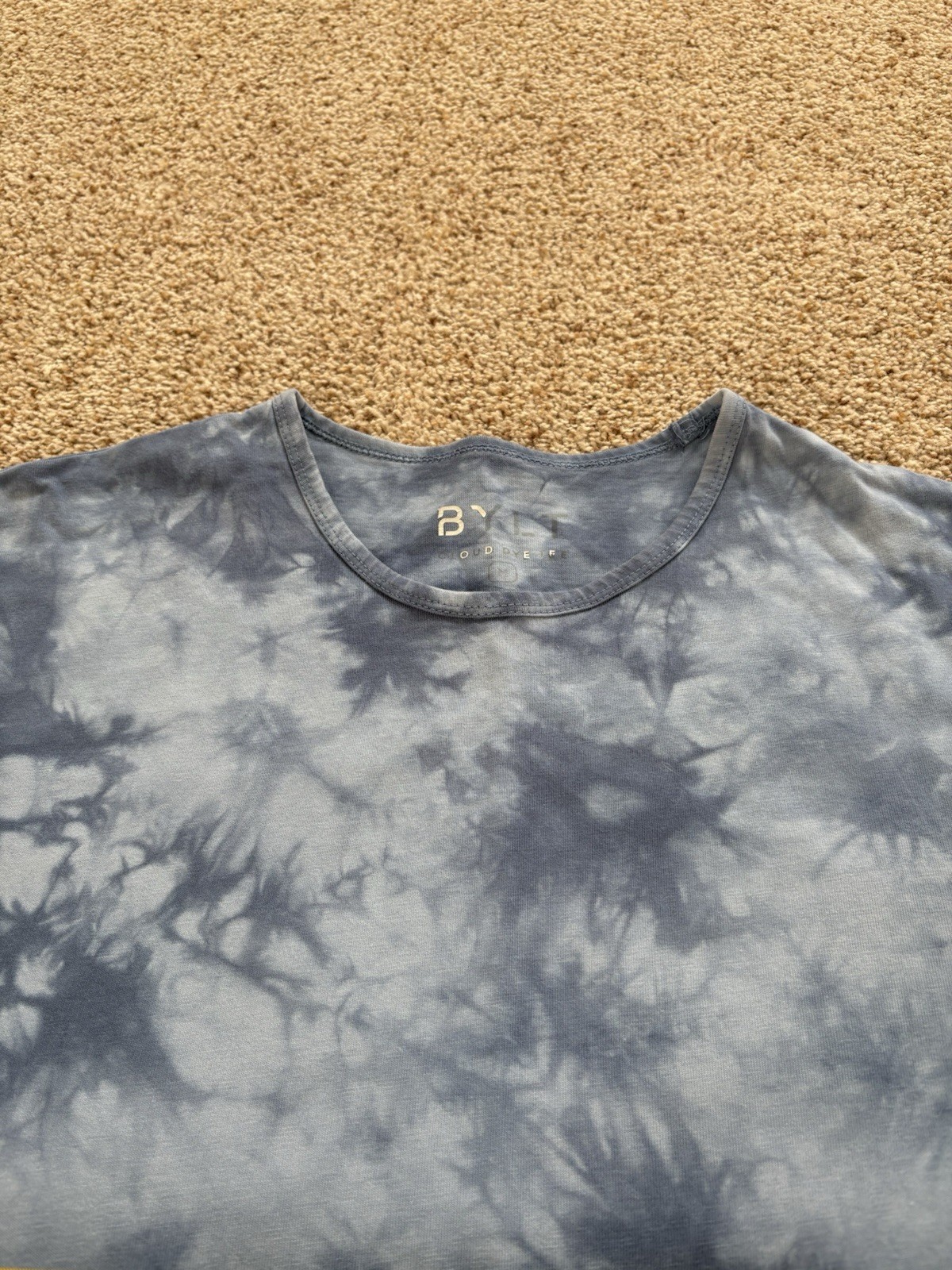 BYLT Mens Sky Blue Tye Dye Drop Cut Short Sleeve Shirt Size MEDIUM Casual gallery