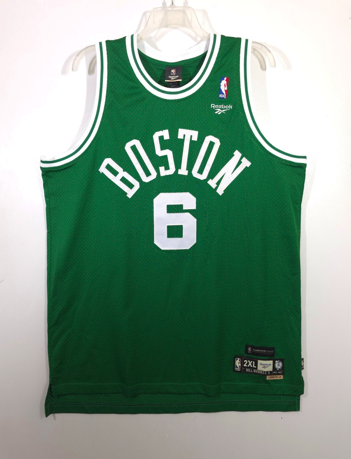 Reebok Boston Celtics Hardwood Classics Vintage Bill Russel #6 Jersey Size 2XL gallery