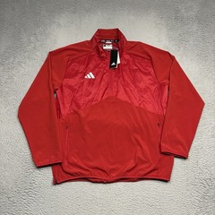 Adidas 1/4 Zip Sideline Pullover Windbreaker Men Medium Red Aeroready HS1290
